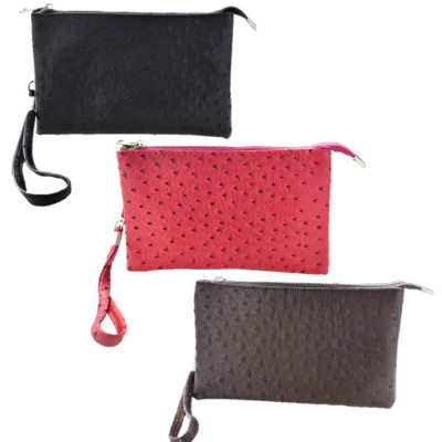 9038 - 3 PIECE OSTRICH LONG STRAP CROSS BODY BAG (3 COLORS)